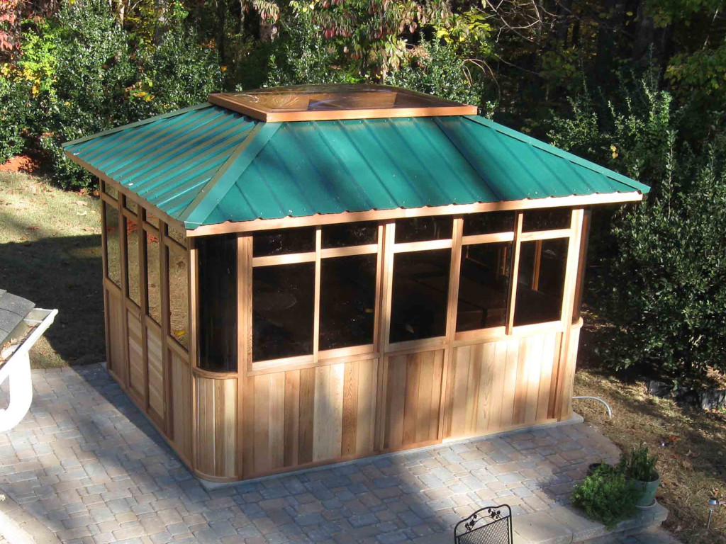 green metal roof spa gazebos