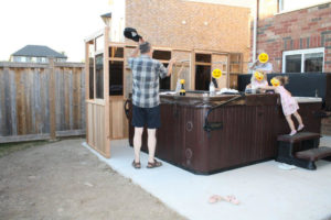 family fun with hot tub and a gazebo