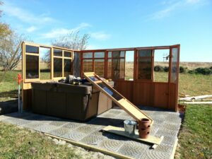 assembling the wall panels of a spa enclosure